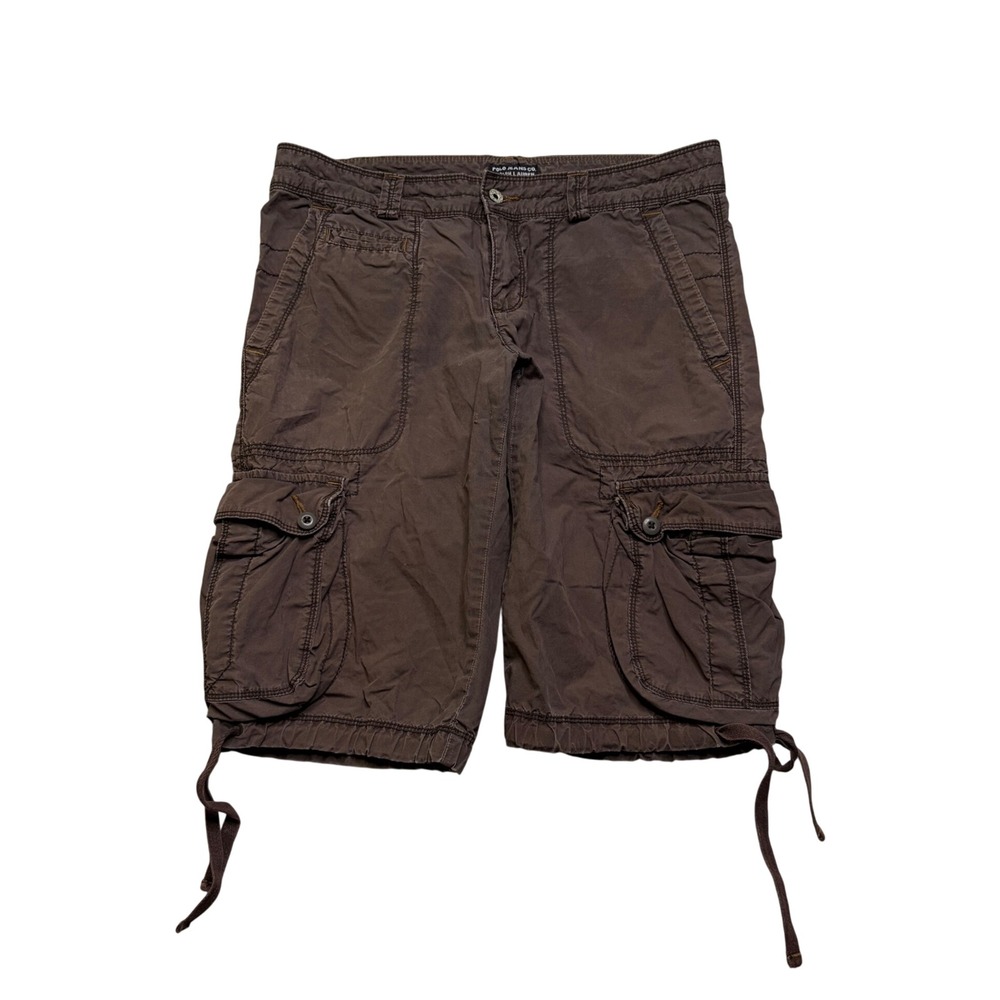 Polo Jeans Co Ralph Lauren Cargo Shorts Womens 6 Brown Y2K Distressed Utility